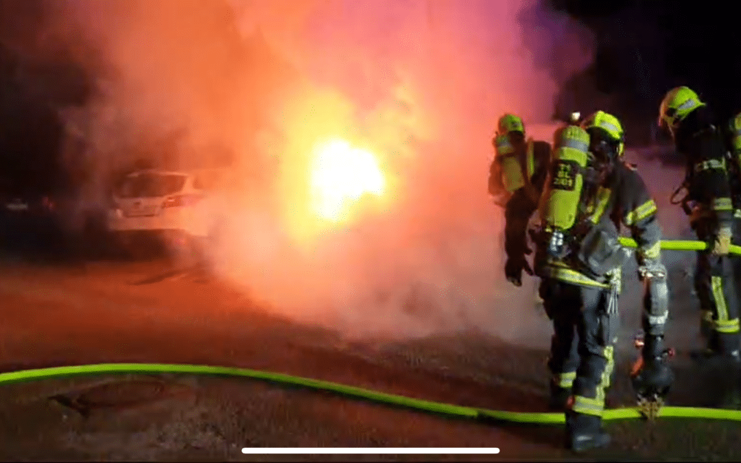 Zwei Fahrzeuge in Vollbrand in Baden-Leesdorf