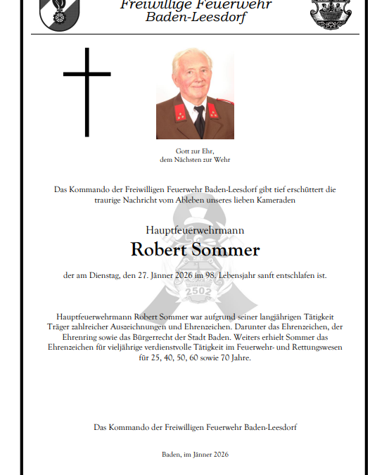 Wir trauern um unseren Kameraden HFM Robert SOMMER